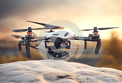generic design empty horizontal control flying camera background drone air picture olated action 3d white modern remote matte Stock Photo