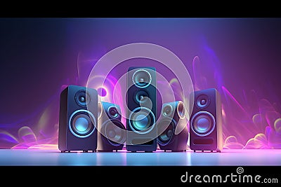 generic design of loudspeakers Party concert or home theater Audio stereo system with design elements and copy space, mixed Cartoon Illustration