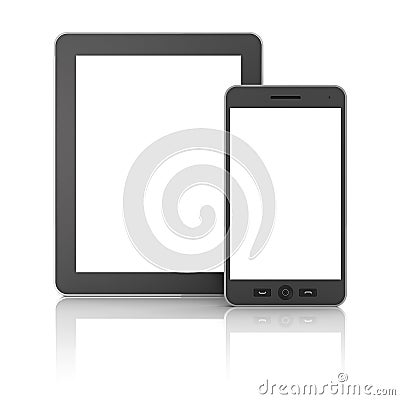 Generic digital tablet and smartphone against Stock Photo