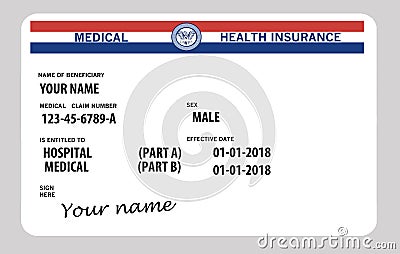 This is a generic federal medicare card. Generic names and logos are on this card. Stock Photo