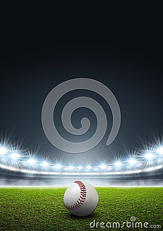 Generic Floodlit Stadium With Baseball Stock Photo