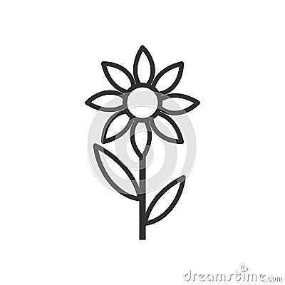 Generic Flower Outline Flat Icon on White Vector Illustration