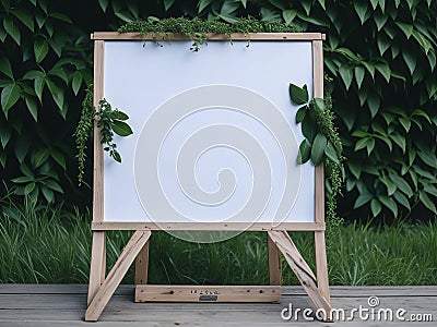 A generic flower or roses store display welcome window with a mockup of a blank Stock Photo