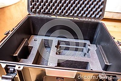 Generic hardcase with foam inlay for technical equipement like cameras and drones Stock Photo