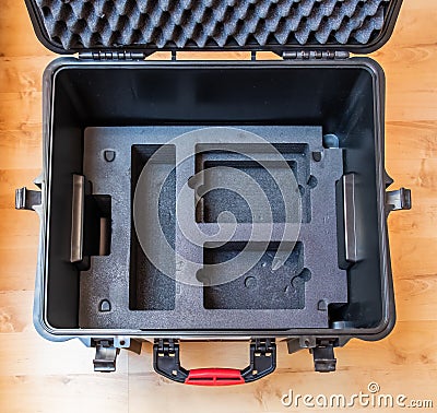 Generic hardcase with foam inlay for technical equipement like cameras and drones Stock Photo