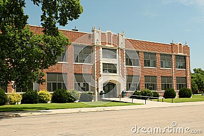 Generic High School Building Exterior Facade Stock Photo