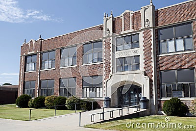 Generic High School Entrance Building Exterior Stock Photo