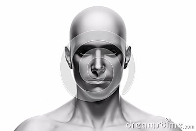 Generic human man face, front view. Futuristic Stock Photo