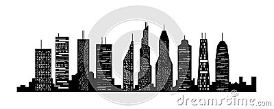 Generic isolated big city skyline Vector Illustration
