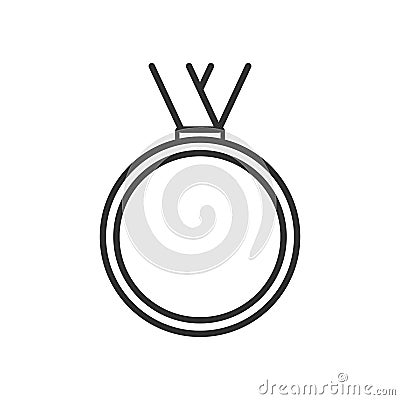 Generic Medal Outline Flat Icon on White Vector Illustration