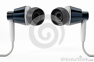 Generic modern earphones isolated on white background Stock Photo