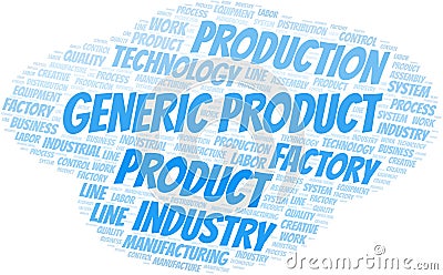 Generic Product word cloud create with text only. Stock Photo
