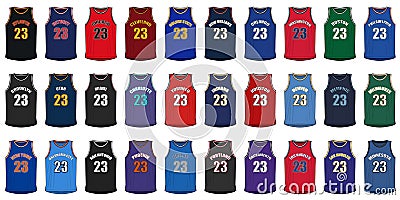 Generic Shirts of American Basketball Cities Vector Illustration