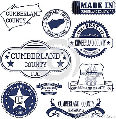 Generic stamps and signs of Cumberland county, PA Vector Illustration
