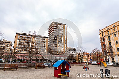 Generic street view from the city of Giron in southern Catalonia, Spain Editorial Stock Photo