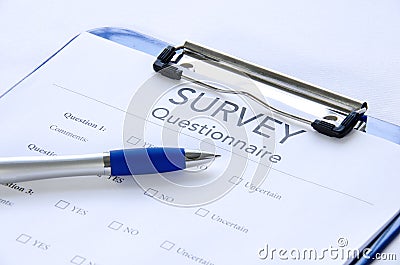 Generic Survey Questionnaire On Clipboard With Pen Royalty Free Stock ...