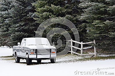 Generic Truck in the Winter Stock Photo