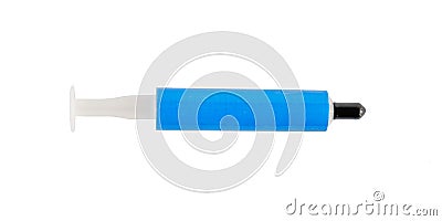 Generic tube of thermal paste used for heat dissipation between computer CPU processor/GPU and cooler, isolated on white Stock Photo