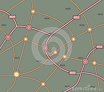 Generic vector road map with highways an local roads Vector Illustration
