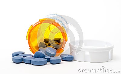 Viagra Generic blue pills with bottle Editorial Stock Photo