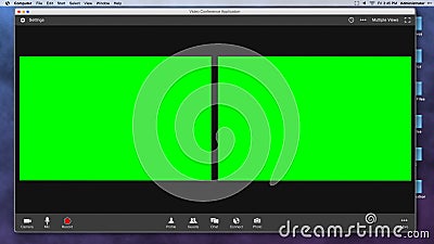 Generic Video Conferencing Interface with Two Green Screen Frames for Compositing over Video Stock Photo
