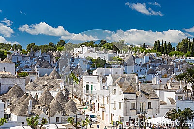 Generic view of Alberobello with trulli roofs and terraces, Apulia region, Southern Italy Editorial Stock Photo