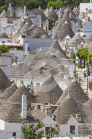 Generic view of Alberobello with trulli roofs and terraces, Apulia region, Southern Italy Editorial Stock Photo