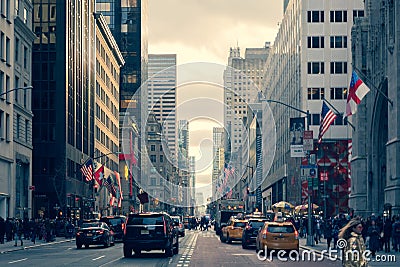 Generic view down the street in NYC Editorial Stock Photo