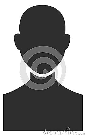 Generic woman avatar. Hairless female head black silhouette Vector Illustration