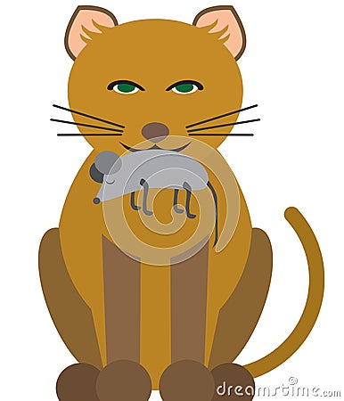 Generous Cat With Gift Vector Illustration