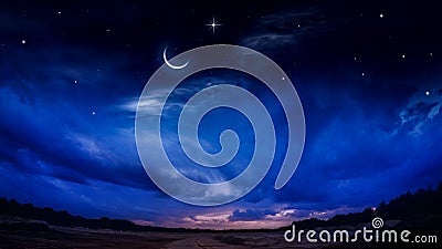 Generous Ramadan . New moon. Prayer time. Stock Photo