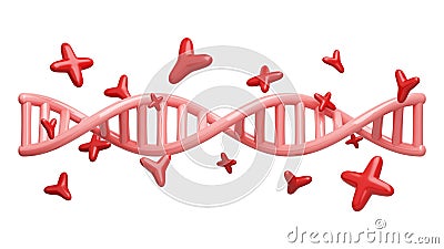 Genes DNA helix pink and X chromosome, red Y axis. Genetics and heredity of humans on white background. objects related to science Stock Photo