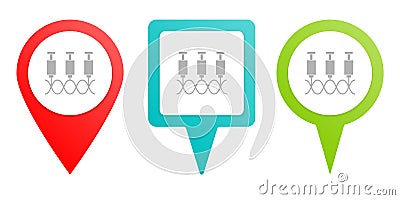 genes syringe. Multicolor pin vector icon, diferent type map and navigation point Stock Photo