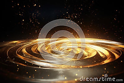 Genesis, creation of the world. Abstract fractal background for creative design, gold and black Stock Photo
