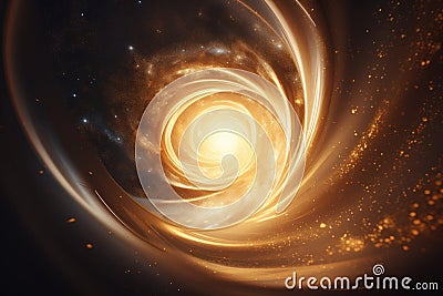 Genesis, creation of the world. Abstract fractal background for creative design, gold and black Stock Photo