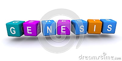 Genesis word block on white Stock Photo