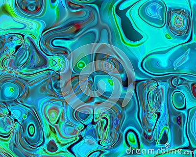 Genetic Art Melting Plastic Blue Green Stock Photo