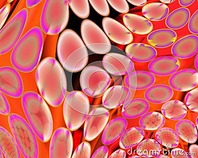 Genetic Art Psychedelic Blobs Pink White Over Red Stock Photo