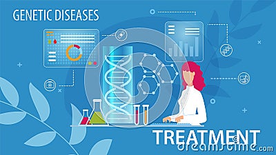 Genetic Disease Treatment Flat Medical Poster Vector Illustration