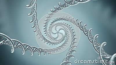 Genetic DNA strands swirl 3D rendering Cartoon Illustration