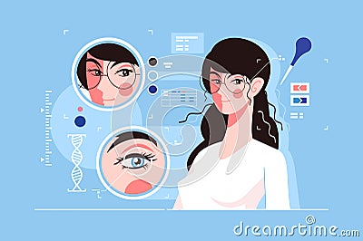 Genetic engineering of charming eyes Vector Illustration