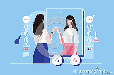 Genetic engineering of hair Vector Illustration