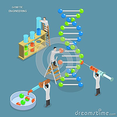 Genetic engineering isometric flat vector concept. Vector Illustration