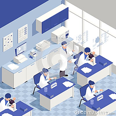 Genetic Engineering Laboratory Background Vector Illustration