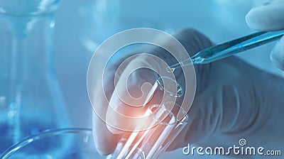 Genetic research and Biotech science Concept. Human Biology and pharmaceutical technology on laboratory background Stock Photo