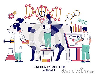 Genetically modified animals vector concept for web banner, website page Vector Illustration