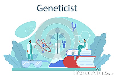 Geneticist concept. Medicine and science technology. Scientist work Vector Illustration