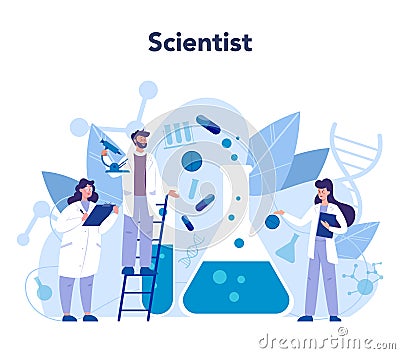 Geneticist concept. Medicine and science technology. Scientist work Vector Illustration