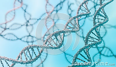 Genetics concept. 3D rendered illustration of DNA molecules Cartoon Illustration