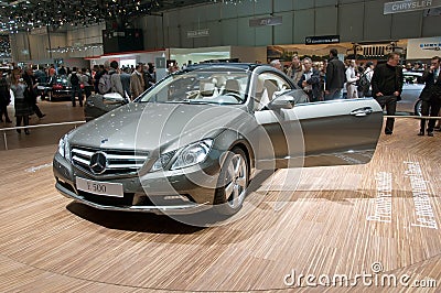 Geneva Motor Show 2009 - Mercedes E 500 Coupe Editorial Stock Photo